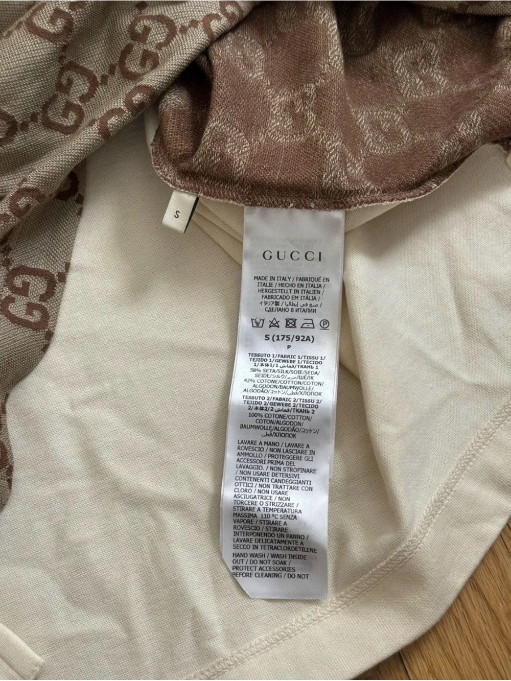 Gucci Brown GG Monogram Polo with White Sleeves